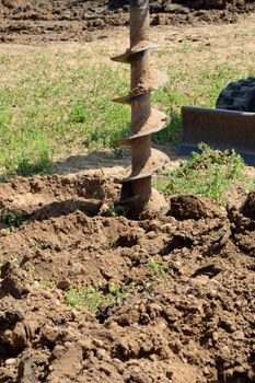 Construction drill in field