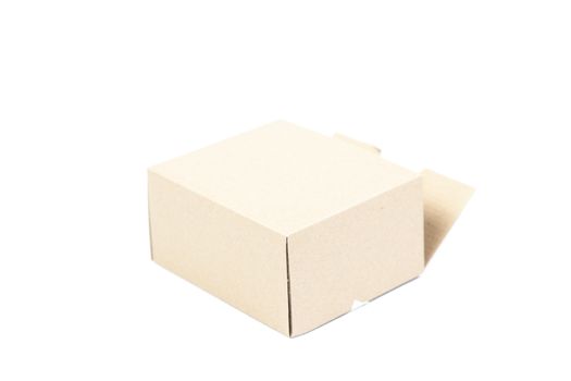 Brown paper box on white background. Rectangular paper box on a white background. Can be deployed easily.