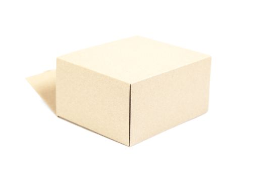 Brown paper box on white background. Rectangular paper box on a white background. Can be deployed easily.