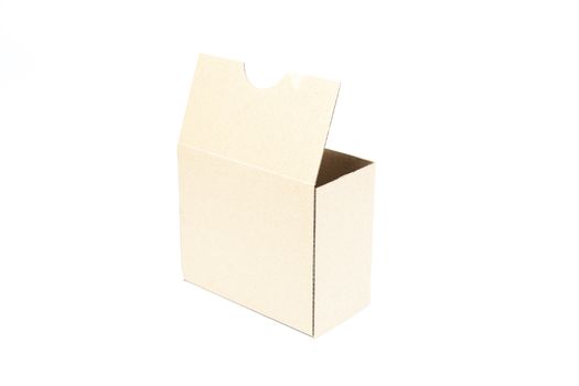 Brown paper box on white background. Rectangular paper box on a white background. Can be deployed easily.