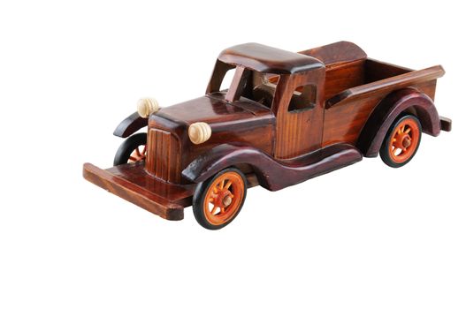 Wooden truck model carved from woods dark cherry color