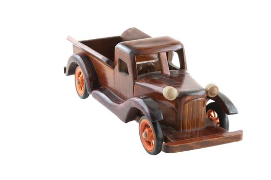 Wooden truck model carved from woods dark cherry color