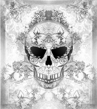 Day of The Dead, Skull with floral ornament