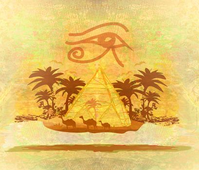 vintage background with pyramids giza