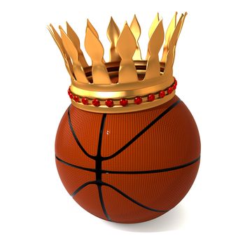 basketball and gold gcrown on a white background