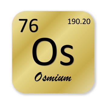 Black osmium element into golden square shape isolated in white background