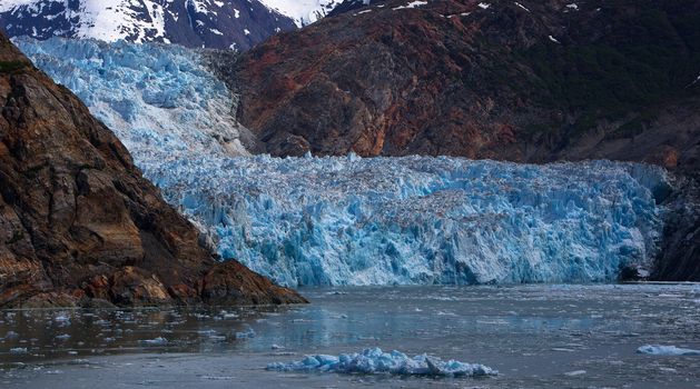 Beautiful blue Sawyer Glacier at the end of Turnagain Arm Alaska