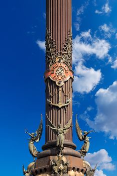 Detail of the column of Barcelona (1888) - Spain, monument dedicated to the famous Italian navigator and explorer Cristorofo Colombo (1451-1506)