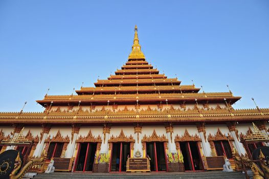 Golden pagoda at Wat Nong Wang temple, Khonkaen Thailand