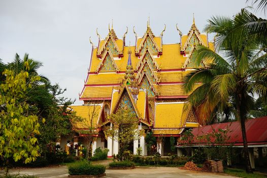 roof of temple in Sangkraburi, Kanchanaburi, Thailand