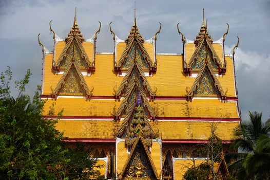 roof of temple in Sangkraburi, Kanchanaburi, Thailand