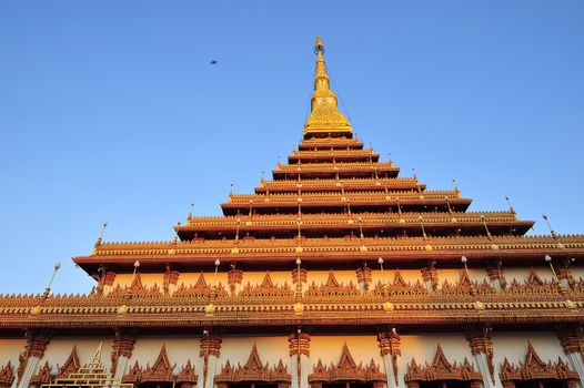 Golden pagoda at Wat Nong Wang temple, Khonkaen Thailand