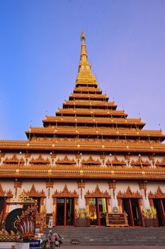 Golden pagoda at Wat Nong Wang temple, Khonkaen Thailand