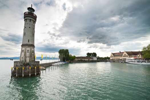 Lindau lighthouse and port - boden lake coast