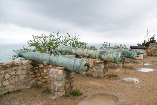 Cannons on fortified coast of St Tropez