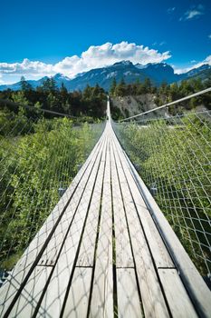 Hanging bridge in Susten Leuk, Switzerland