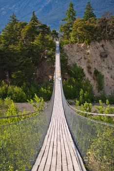 Hanging bridge in Susten Leuk, Switzerland
