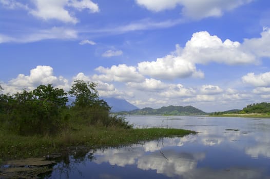 Reflections of Cloud in Lake. Asia, Thailand.