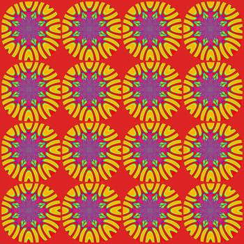 Digital computer graphic - geometric seamless ornament in a orange colors for design.