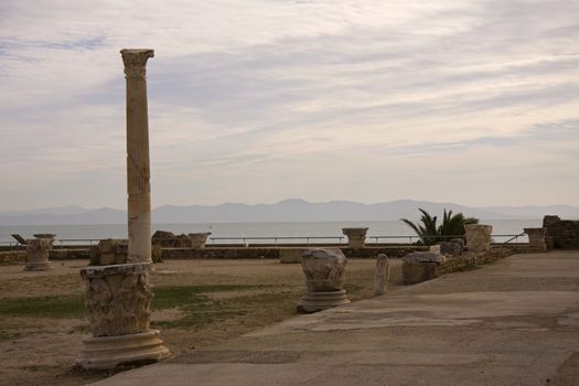Roman pillar in Carthage, Cartagena, Tunisia