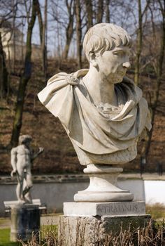 Sculpture bust of ancient Roman Emperor Trajan