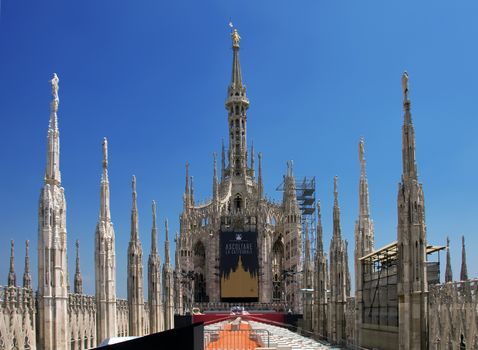 Roof of the Duomo, cathedral in Milan, Italy