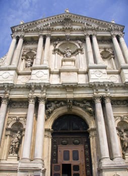 Front facade of the cathedral in Venice, Italy.