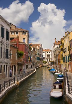 Idyllic canal view in Venice, Italy