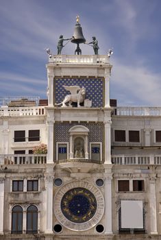 24hr clock face on a building, Saint Marcus Place in Venice, Italy