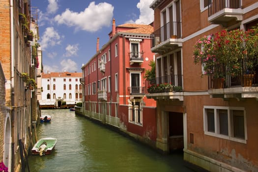 Typical water street in Venice, Italy