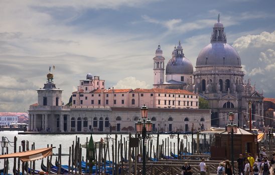 Famous Basilica di Santa Maria della Salute and wonderful evening view, Venice, Italy