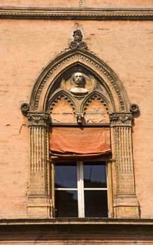 Window of city council in Bologna, Italy