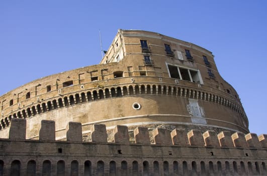 Side view of Castle Saint Angelo in Rome, Italy