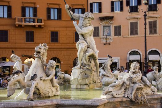Poseidon (Neptune) Statue on Piazza Navona in Rome, Italy