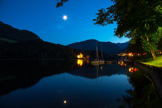 Mountain and lake in high Alps Austria