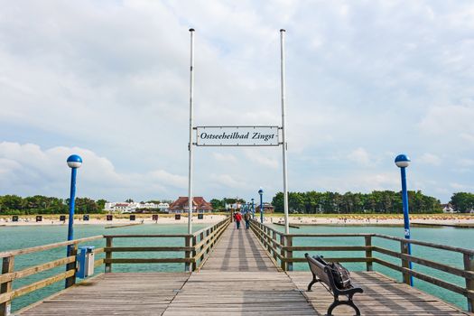 Zingst, Germany - June 16, 2012: Pier in Zingst, a famous tourist destination of the sea spa town.