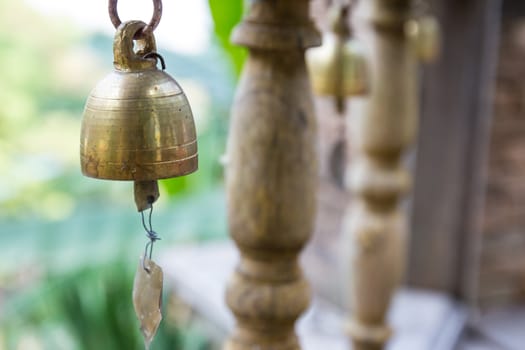 Small Thai style bell hanging, typically in temple