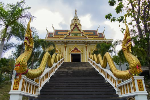 Stairs to Buddhist Temple on the Road 36, Chonburi - Rayong, Thailand.