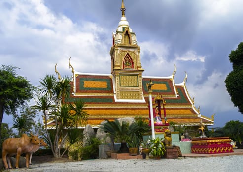 Buddhist Temple on the Road 36, Chonburi - Rayong, Thailand.