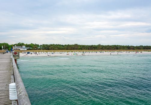Pier in Prerow, view of the beach