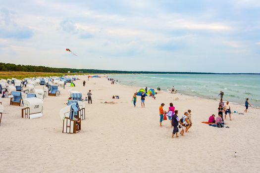 Prerow, Germany - June 15, 2012: Beach in Prerow, the sea spa town at the Darss, peninsula Fischland-Darss-Zingst, is a famous tourist destination in germany.