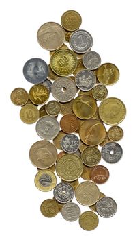 Wonderful collection of coins from different countries, background