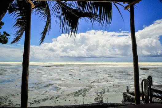 Zanzibar beach and coral rocks bule green ozean Tanzania