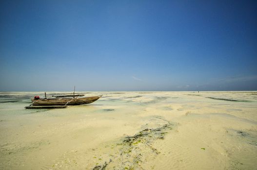 Zanzibar beach and coral rocks bule green ozean Tanzania