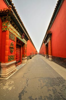 Forbidden city in Beijing buildings bricks, China