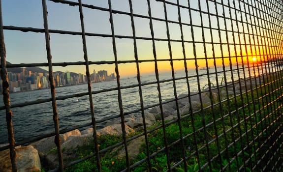 Hong Kong Skyline Island from Kowloon China.