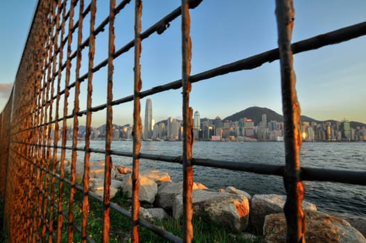 Hong Kong Skyline Island from Kowloon China.