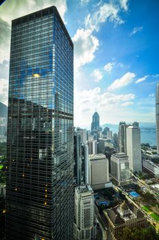 Hong Kong Bank Skysraper with blue sky, China