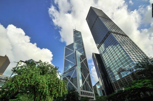 Hong Kong Bank Skysraper with blue sky, China