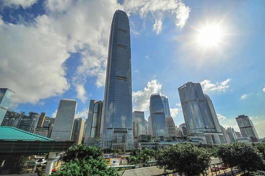 Hong Kong Bank Skysraper with blue sky, China